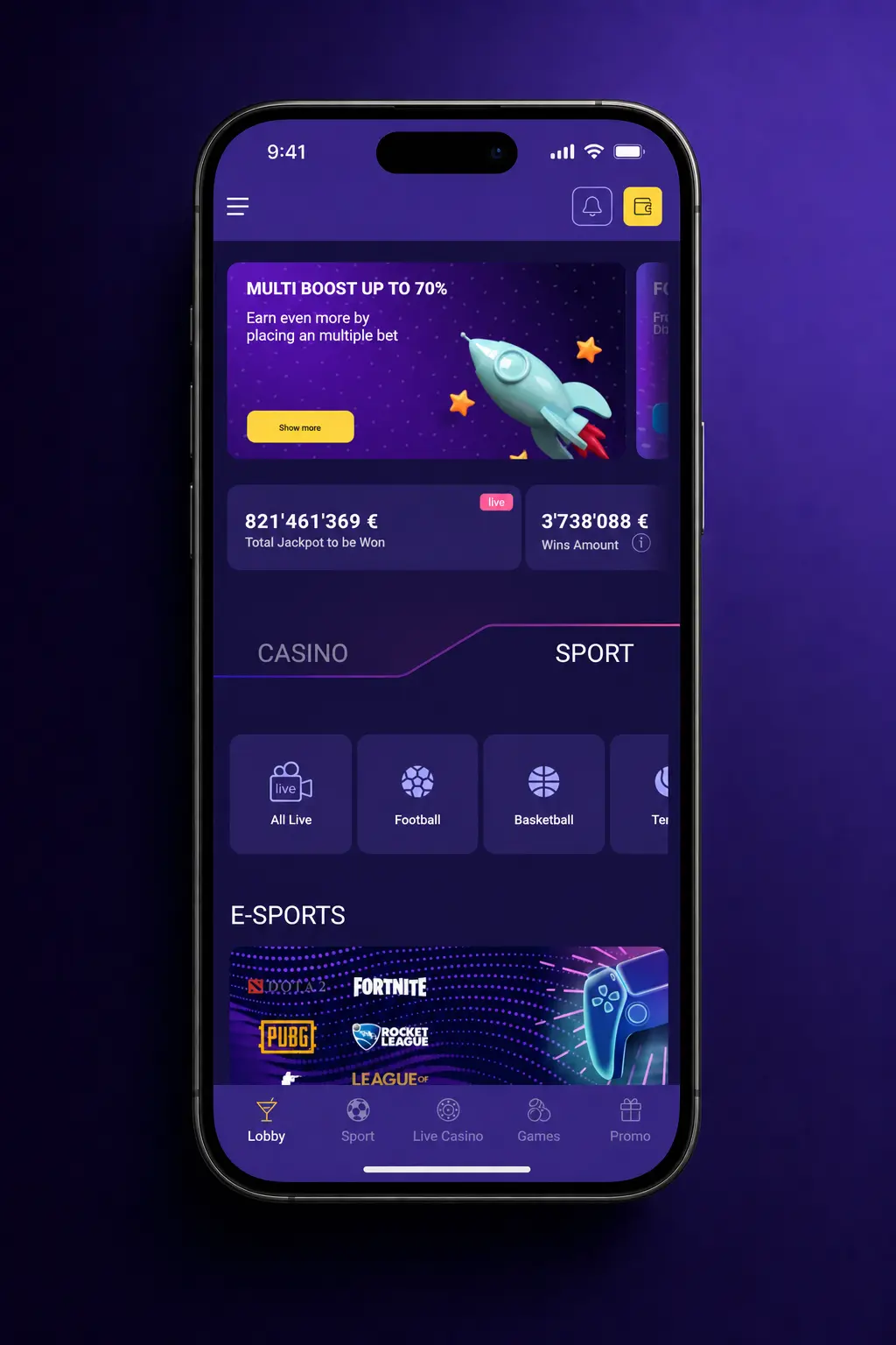 Lalabet gokkasten lobby met filters, inzetbalk en welkomstbonus van 100% tot €500 plus freespins