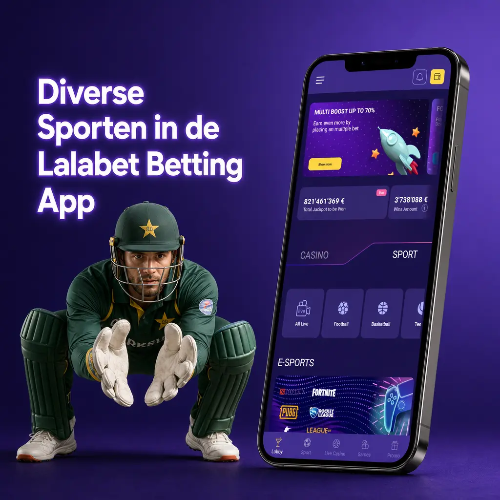 Diverse sporten beschikbaar in de Lalabet betting app, van voetbal tot eSports en Formule 1