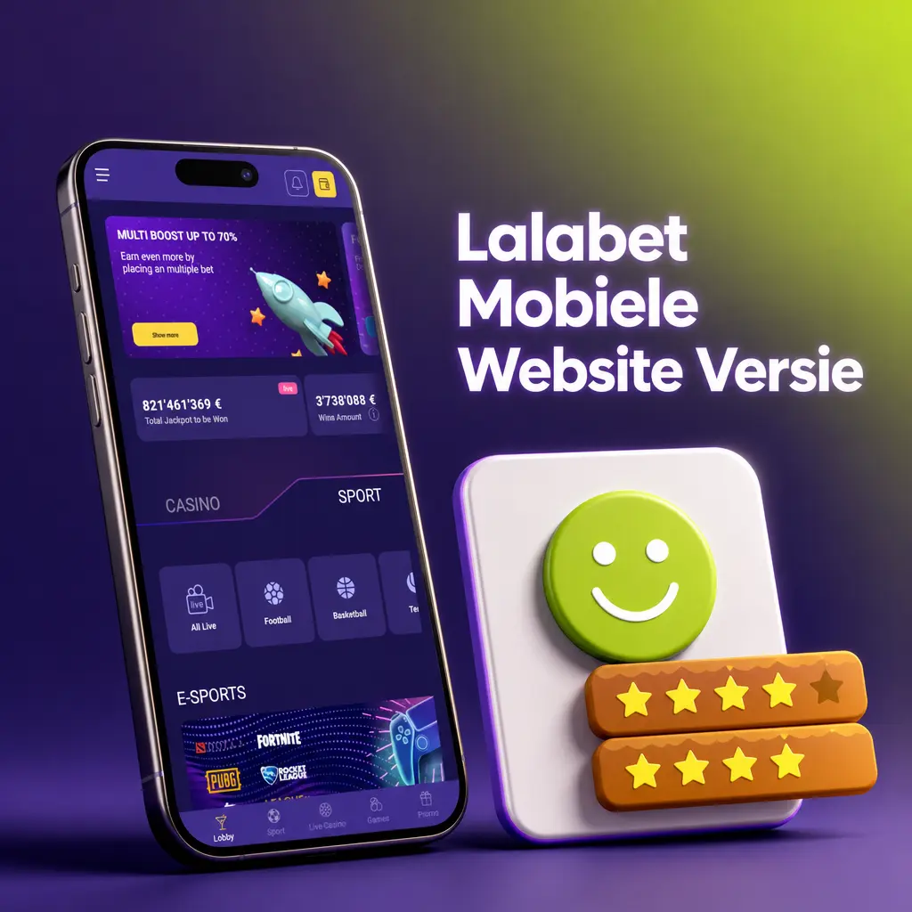 Lalabet mobiele website op smartphone en tablet met volledig aanbod sportweddenschappen en casinospellen