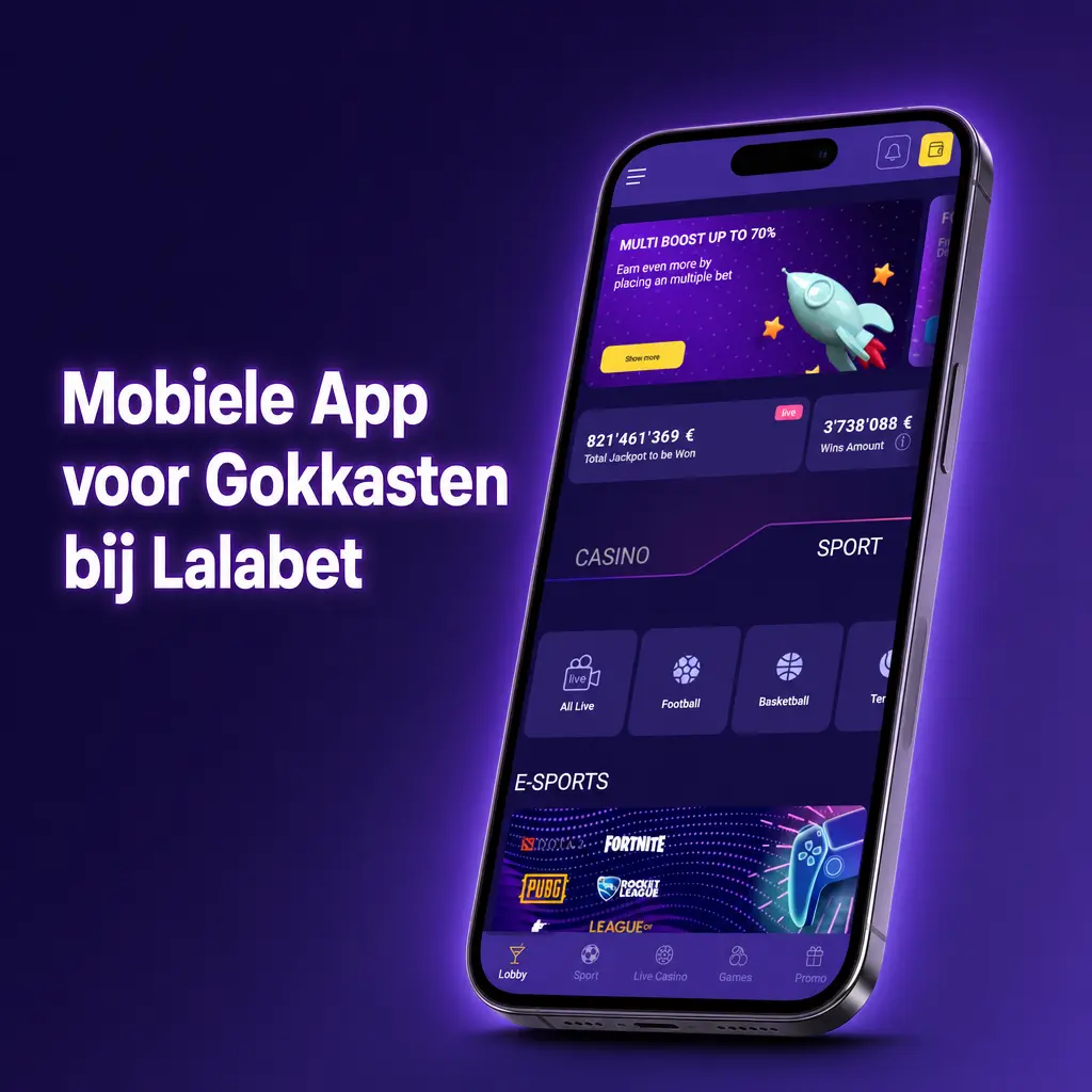 Lalabet mobiele app met toegang tot 5000 gokkasten op smartphone en tablet met aanraakbediening