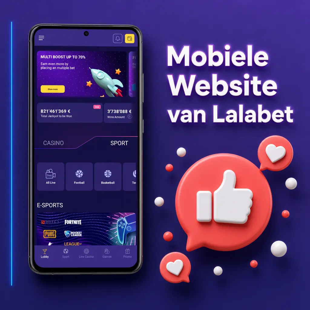 Lalabet mobiele website geoptimaliseerd voor smartphones en tablets met volledig responsive design voor Nederlandse spelers