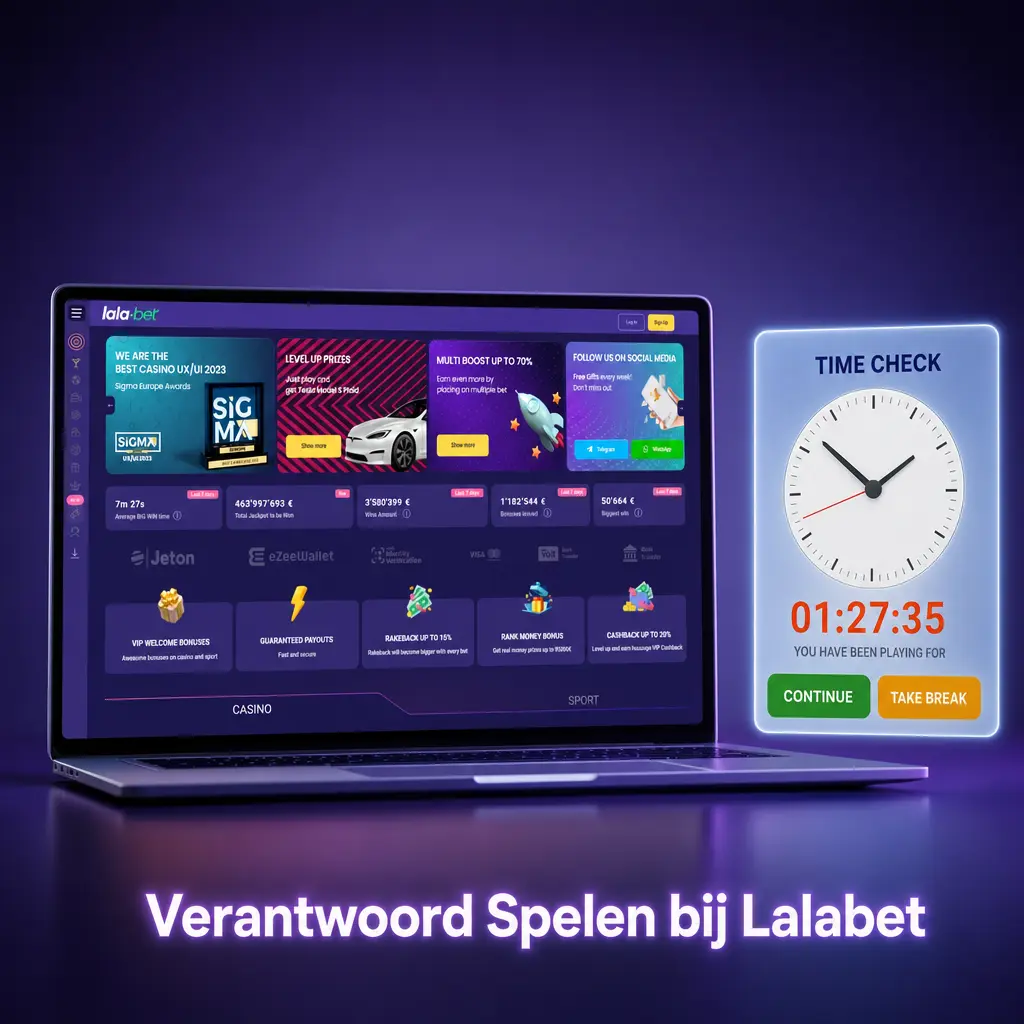 Lalabet verantwoord spelen: tools voor stortingslimieten, zelfuitsluiting en hulpverwijzing voor Nederlandse spelers
